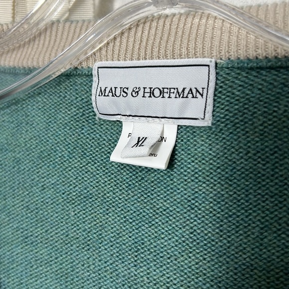 Maus & Hoffman Men's Teal 100% Pima Cotton V-Neck Sweater Size XL - Picture 4 of 8